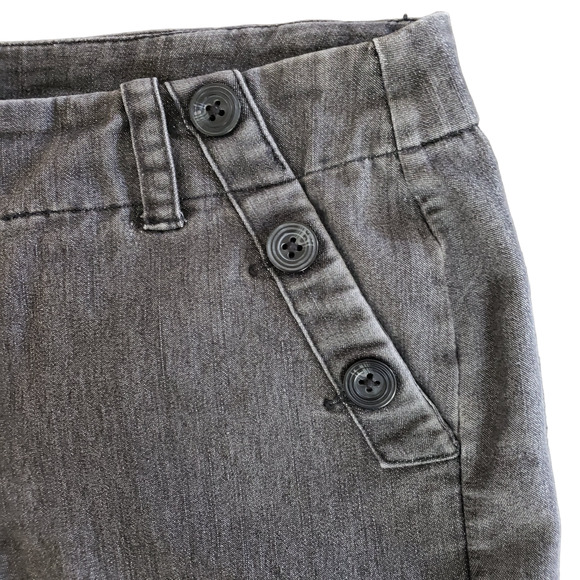 Sandro Button Detail Slant Pocket Denim Bermuda Shorts, Black/Gray, Sz 6P - Picture 3 of 9